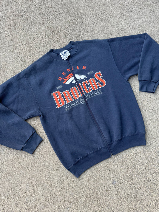 Denver Broncos Vintage Zip Up Crew - XL