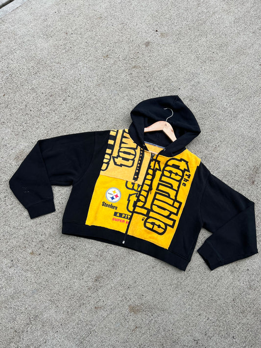Steelers Terrible Towel Cropped Zip Up - M