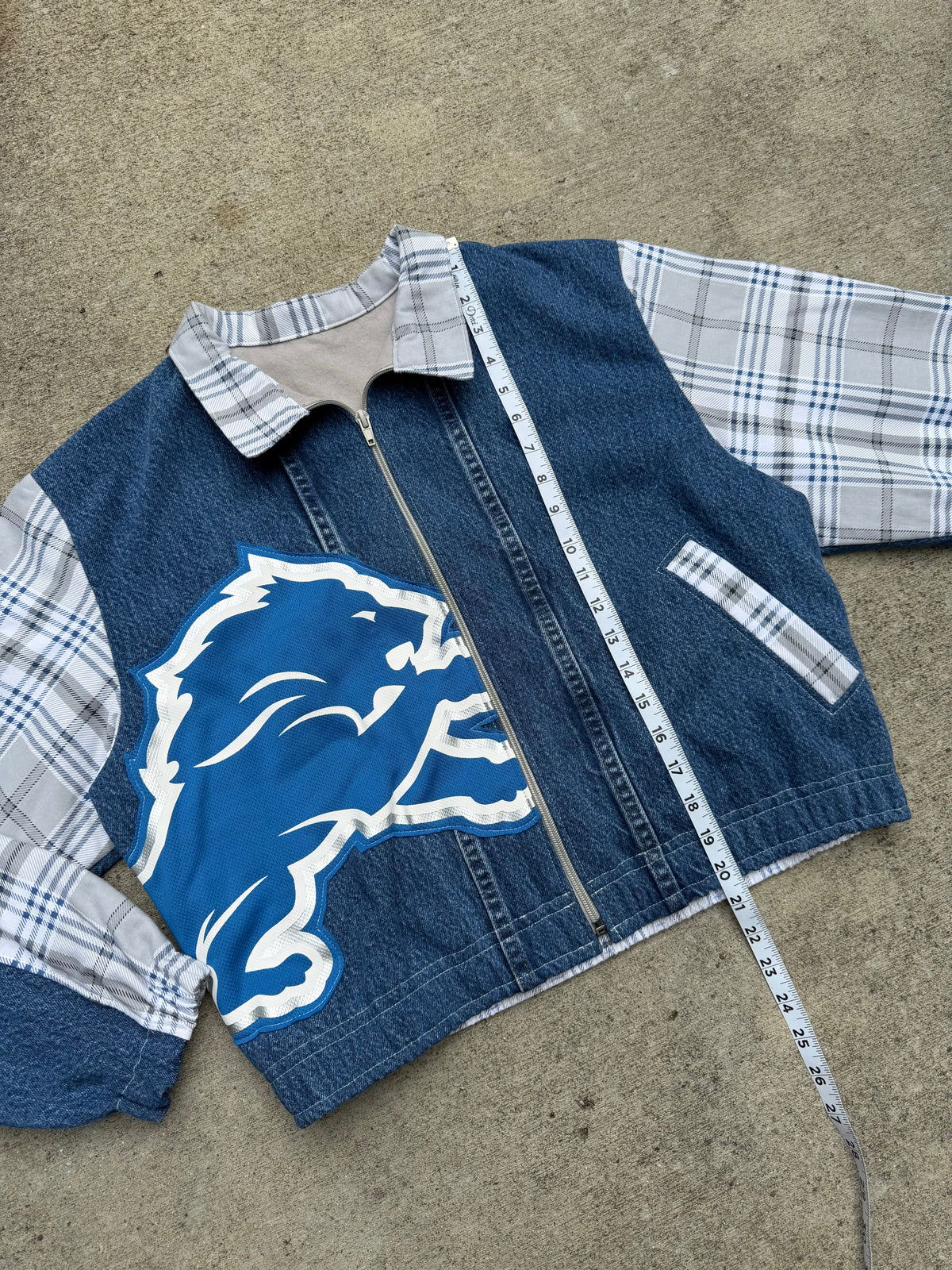 Detroit Lions Cropped Jean Jacket - L