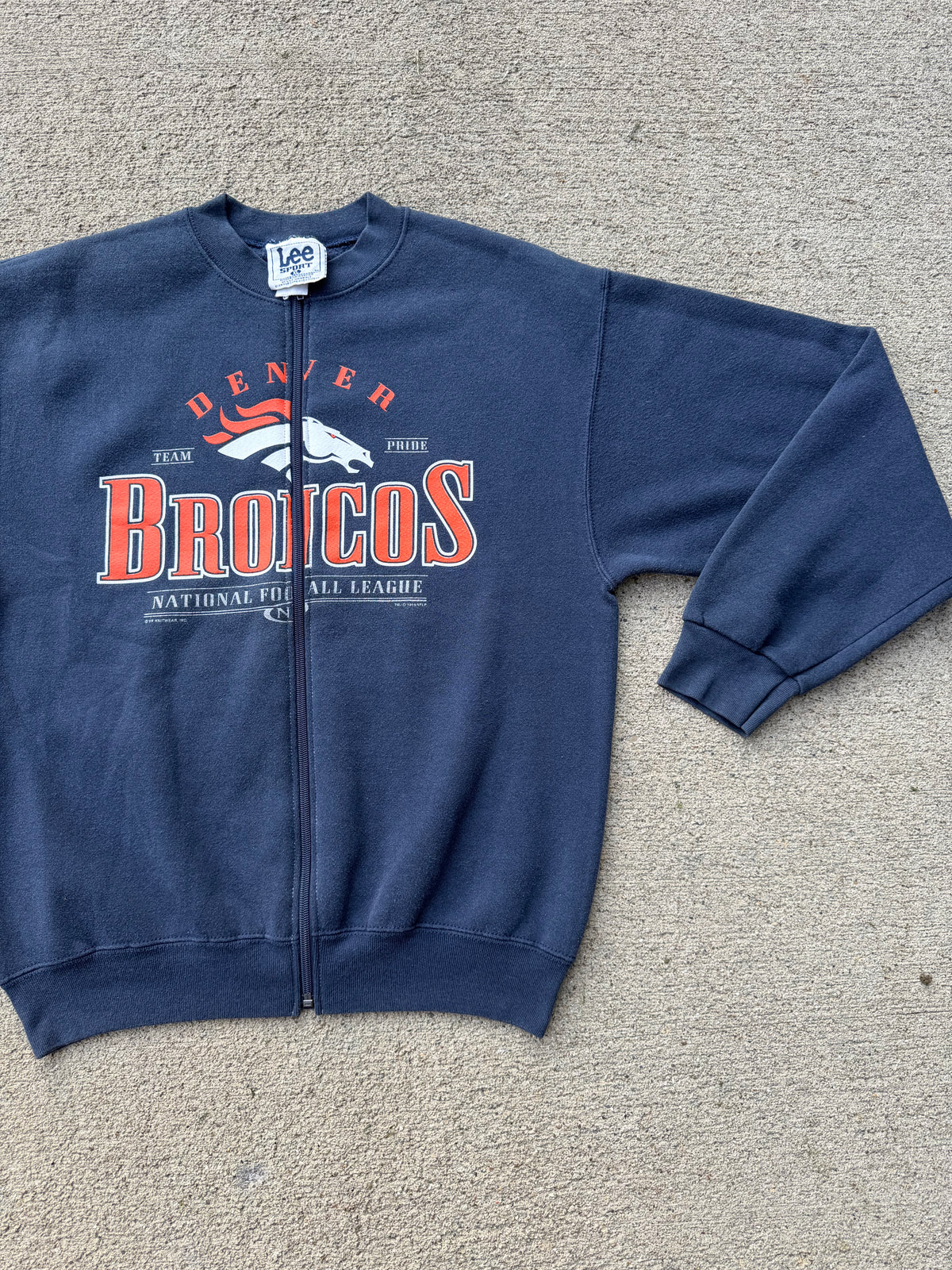 Denver Broncos Vintage Zip Up Crew - XL
