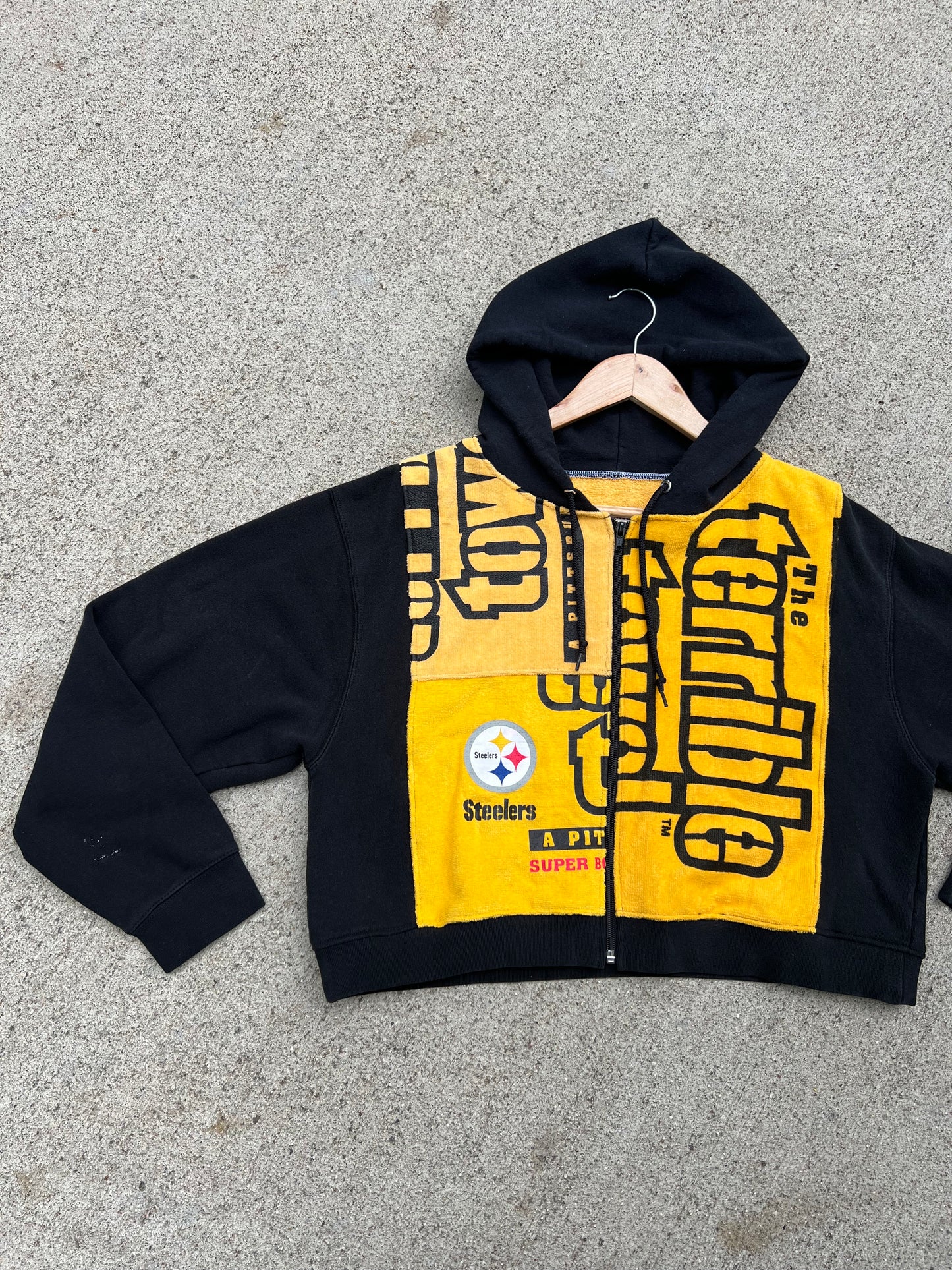 Steelers Terrible Towel Cropped Zip Up - M