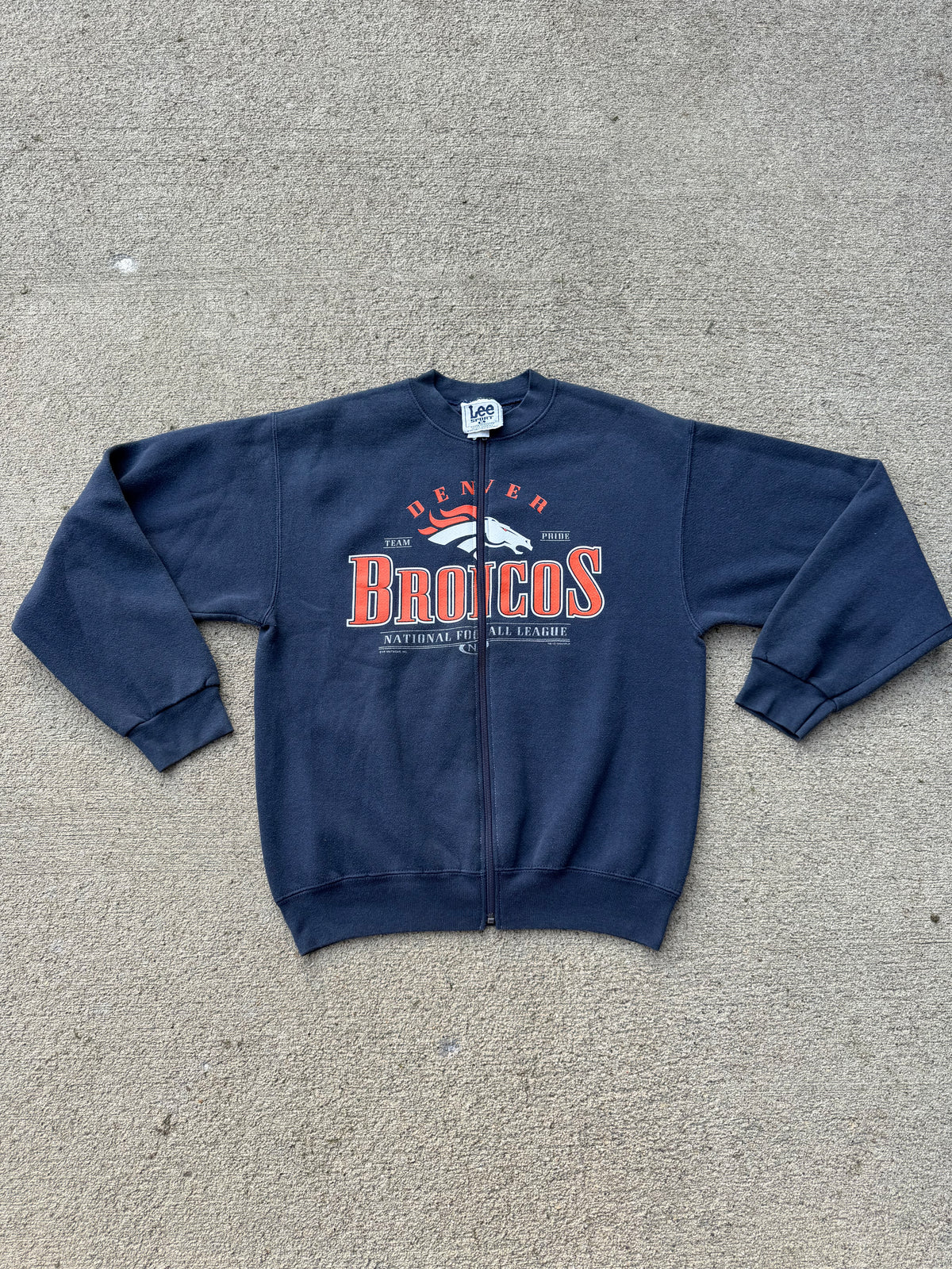 Denver Broncos Vintage Zip Up Crew - XL