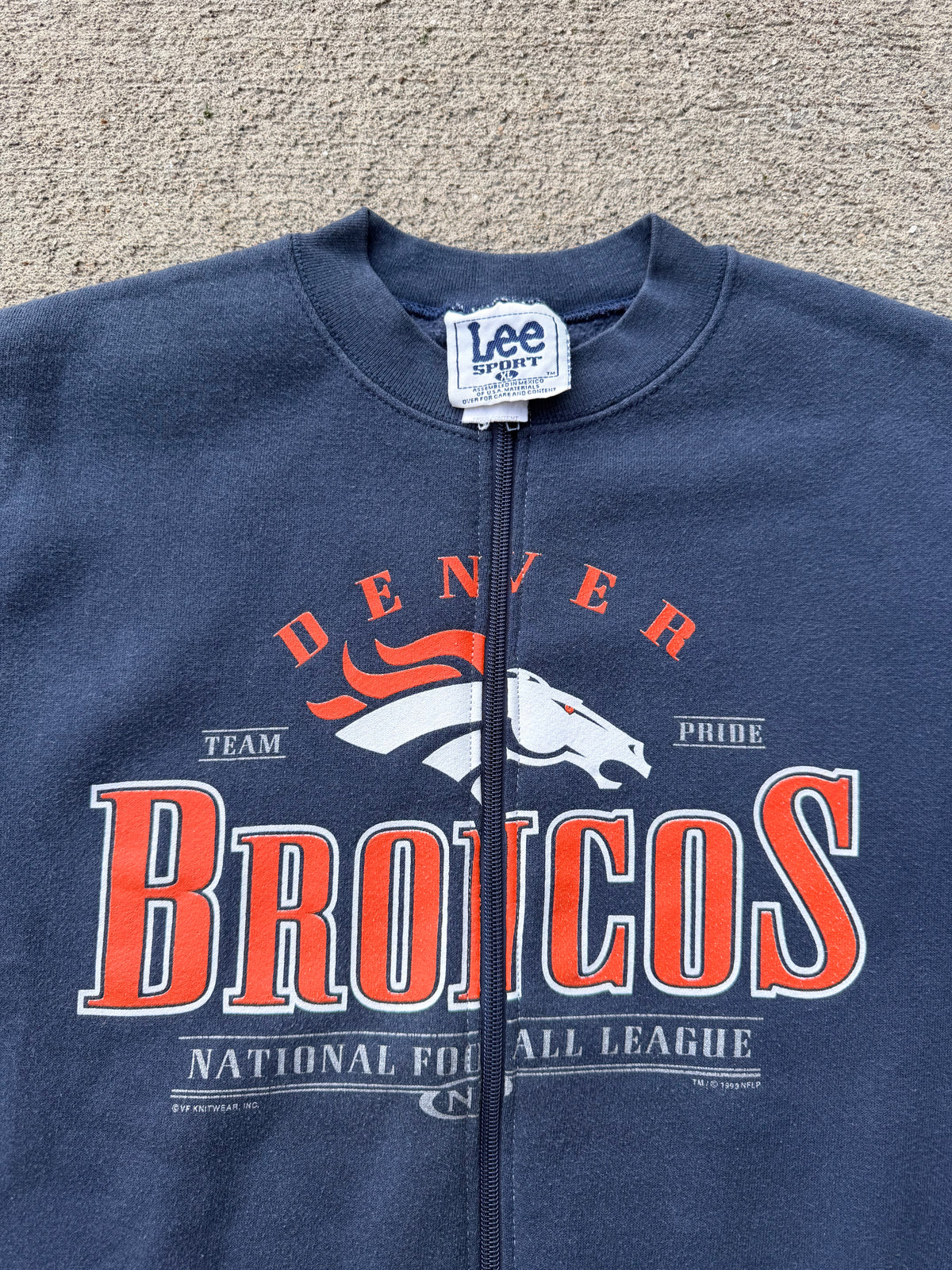 Denver Broncos Vintage Zip Up Crew - XL
