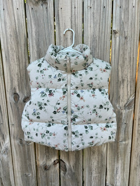 Neutral Flower Garden Puffer Vest