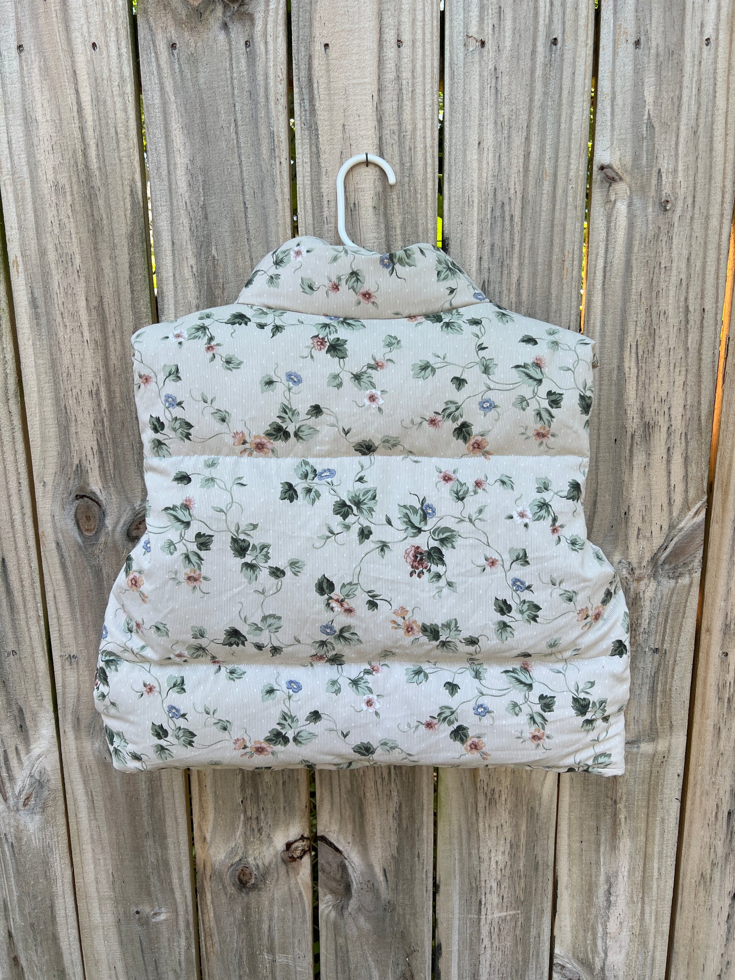 Neutral Flower Garden Puffer Vest